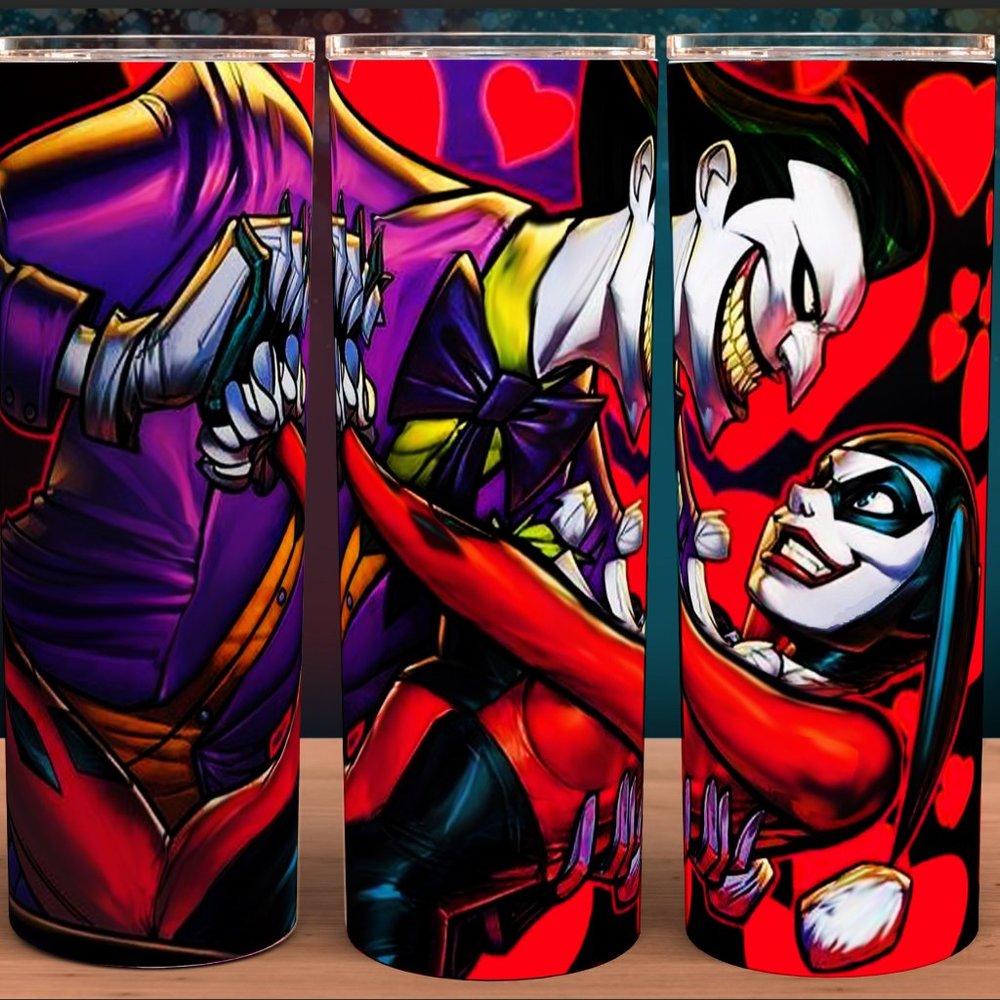 Harley Quin and Joker Animated Villain Cup Mug Tumbler